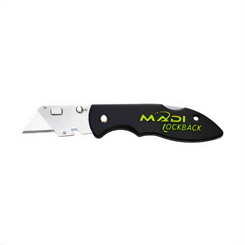 MADI LB-UK Lockback Quick Change Utility Knife with Lockback to Close, Reversible Belt Clip, Ergonomic Handle 