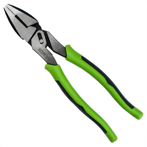 MADI LMPCA-1 Compound Action Lineman Pliers, Forged Steel, Induction Hardened Cutting Edge, Tough Soft-Grip Handle, 9 in
