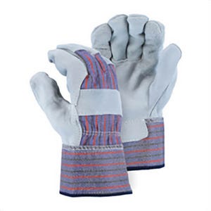 Majestic Glove 4500/11 General Purpose Gloves, Work, Wing Thumb Style, XL, Size 11, Split Cowhide Leather Palm, Canvas Back, Blue
