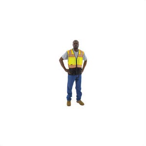 Majestic Glove M-Safe 75-3239/M 2-Tone Non-Insulated Safety Vest, M, Hi-Viz Yellow, Polyester Mesh, Front Zipper Closure, 5 Pockets