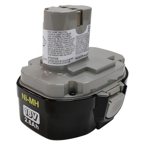 Makita® 193159-1 Rechargeable Pod Style Cordless Power Tool Battery, 2.6 Ah NiMH Battery, 18 VDC Charge, Use with Cordless Tool