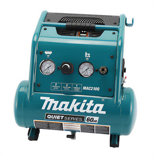 Makita® MAC210Q Quiet Series Air Compressor, 2 CFM Flow Rate, 1 hp, 135 psi Pressure, 2 gal
