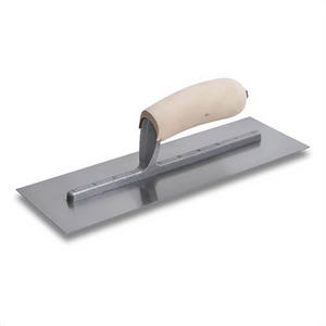 Marshalltown® 13801 Finishing Trowel, 12 in L x 4 in W, Steel Blade, Comfort Grip/Curved Wood Handle