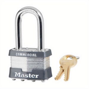Master Lock® 1KALF-2126 Commercial Grade Non-Rekeyable Safety Padlock, Alike Key, 5/16 in Shackle, Laminated Steel Body