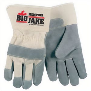 MCR Safety 1700XL Big Jake® 1700 Premium Grade General Purpose Gloves, Leather Palm, Standard Finger/Wing Thumb Style