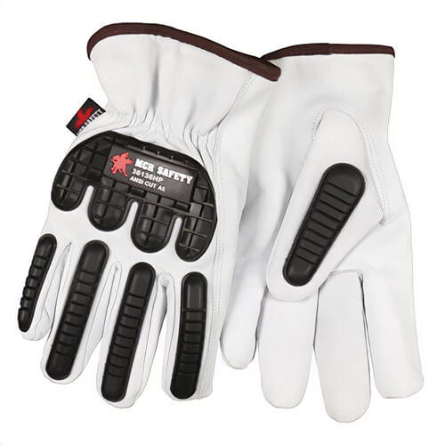 MCR Safety 36136HPL Premium Grade Drivers Gloves, Large, Leather/TPR, Slip-On/Open Cuff, Resists: Abrasion, Cut