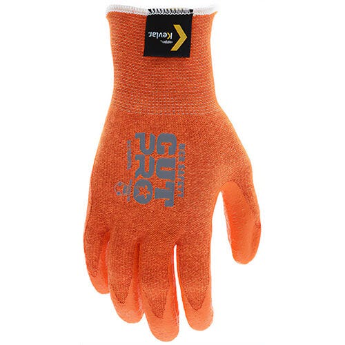 MCR Safety 9178NFOXXL CutPro® Cut Resistant Work Gloves, 2X-Large, Hi-Viz Orange, Coated Palm and Fingertips, ANSI Cut Level A6