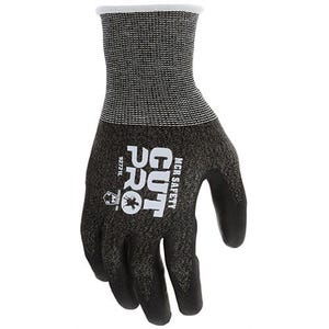 MCR Safety 92721XL CutPro® Cut Resistant Work Gloves, X-Large,, Black 21 Gauge, Coated Palm and Fingertips, ANSI Cut Level A4