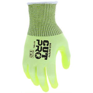MCR Safety 9277NFXXL CutPro® Cut Resistant Work Gloves, 2X-Large, Hi-Viz Lime Yellow, Breathable Nitrile Foam, ANSI Cut Level A7