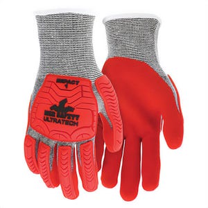 MCR Safety UT1954L UltraTech™ Stitched Mechanics Gloves, Large, Sandy Nitrile Foam Coating, HyperMax® Knit Wrist Cuff