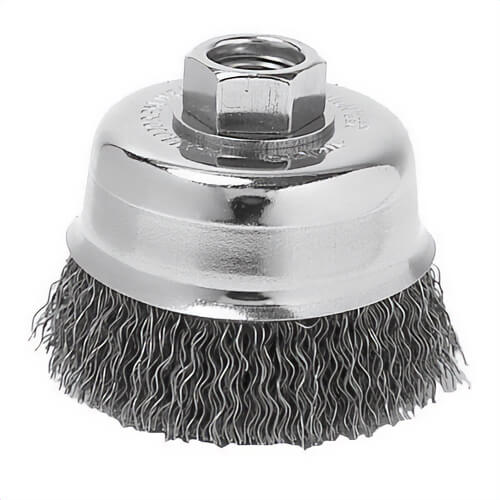 Metabo® 623805000 Wire Cup Brush, 2-3/4 in dia Brush, 5/8-11 Arbor Hole, 0.014 in dia Filament/Wire, Twist Knot, SS Fill