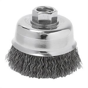 Metabo® 623805000 Wire Cup Brush, 2-3/4 in dia Brush, 5/8-11 Arbor Hole, 0.014 in dia Filament/Wire, Twist Knot, SS Fill