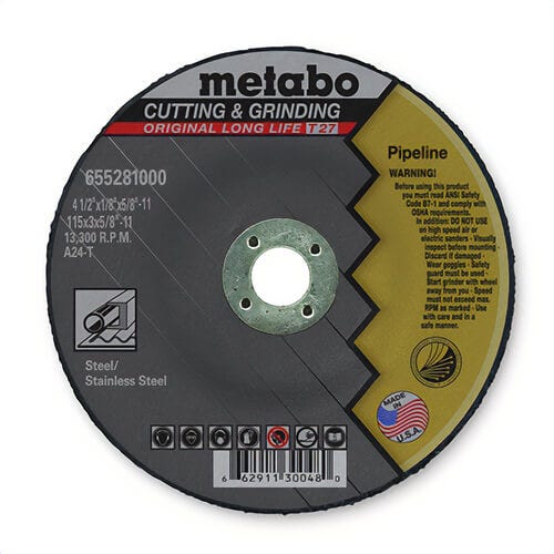 Metabo® 655281000 Original Long Life Cutting & Grinding GP Depressed Center Wheel with Hub, 4-1/2 in dia x 1/8 in Thick