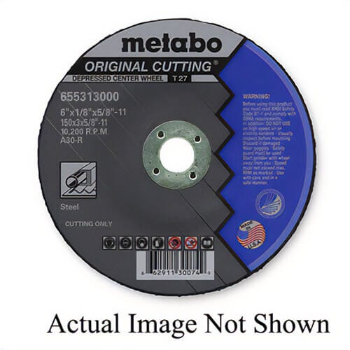 Metabo® 655300000 Original Cutting® General Purpose Depressed Center Wheel with Hub, 7 in dia x 1/8 in Thick, A30R Grit