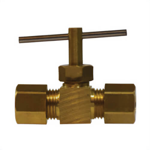MMM 26021 Needle Valve with 26003 Captive Sleeve Nut, 1/4 in, Compression, Brass