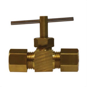 MMM 26021 Needle Valve with 26003 Captive Sleeve Nut, 1/4 in, Compression, Brass