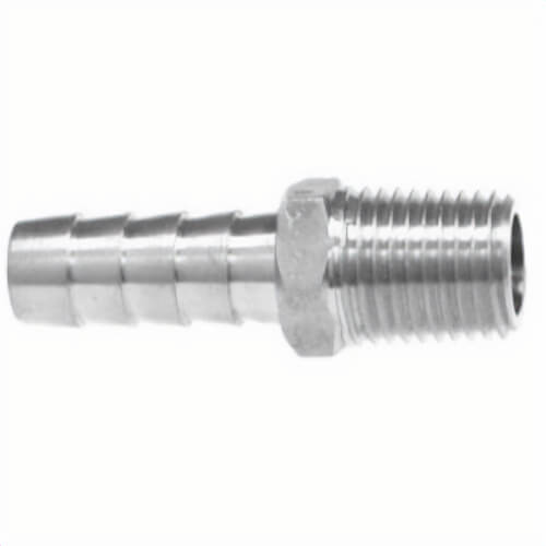 MMM 32003SS Rigid Hose-to-Pipe Adapter, 3/16 x 1/4 in Nominal, Barb x MIP End Style, 316 Stainless Steel, Import
