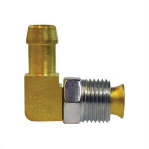 MMM 38874 Inverted Flare 90°  Swivel Elbow, 3/8 in Nominal, Hose Barb x Male Inverted Flare End Style, Brass