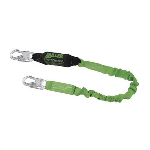 Miller® By Honeywell 913SS-Z7/6FTGN StretchStop® Web Lanyard, Stretchable, 310 lb Load, 6 ft Length, Polyester Webbing Line, 1 Leg