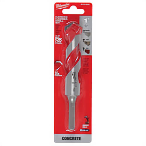 Milwaukee® 48-20-9049 Shockwave™ Single Ended Hammer Drill Bit, 1 in Drill Bit, 3/8 in 3-Flat Shank, 4 in D Cutting, Carbide Cutting Edge, 6 in OAL