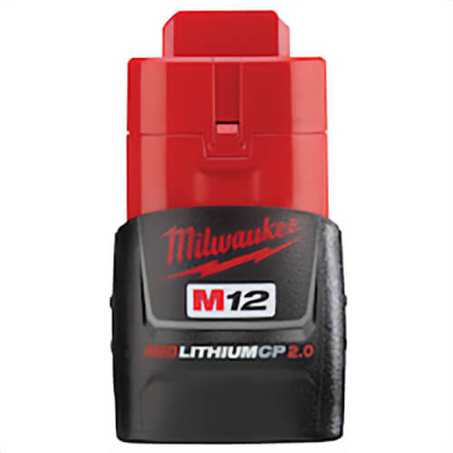 Milwaukee® M12™ Redlithium™ 48-11-2420 Compact Rechargeable Cordless Battery Pack, 2 Ah Lithium-Ion Battery, 12 VDC Charge