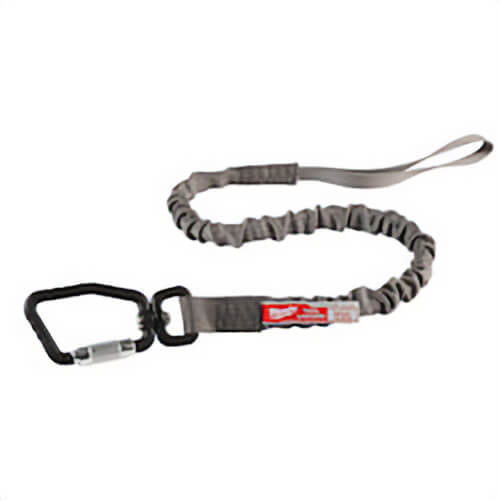 Milwaukee® 48-22-8850 Locking Tool Lanyard, 35 lb Capacity, Loop/Carabiner Connection, Nylon/Rubber, 2:1 Safety Factor