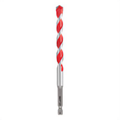 Milwaukee® 48-20-9121 Shockwave™ Single Ended Hammer Drill Bit, 3/8 in Drill Bit, 1/4 in Hex Shank, 4 in D Cutting, Carbide Cutting Edge, 6 in OAL