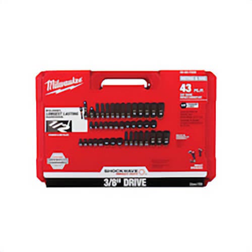 Milwaukee® Shockwave™ Impact Duty™ 49-66-7009 Deep Socket Set, ASME Specified, 6 Points, 3/8 in Drive, 43 pc, Hex, Case Container