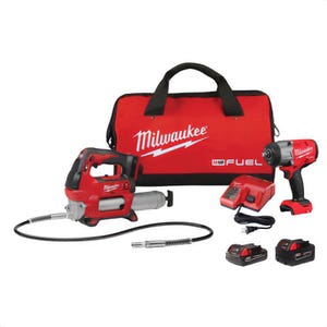 Milwaukee® 2967-22GG M18 Fuel™ 1/2 in HTIW with Friction Ring and Grease Gun Combo Kit