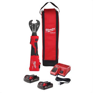 Milwaukee® 2978-22 M18™ Force Logic™ Cordless Linear Utility Crimper Kit, 8 AWG to 600 kcmil Crimping, 6 ton Crimping, 18 V, M18™ Redlithium™ Battery