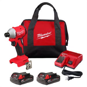 Milwaukee® 3650-22CT M18™ Compact Brushless Impact Driver Kit, 1/4 in Hex
