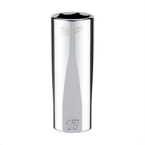 Milwaukee® 45-34-0117 Deep Socket, 3/8 in, 17 mm, 6 Points, Polished Chrome