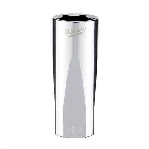 Milwaukee® 45-34-0118 Deep Socket, 3/8 in, 18 mm, 6 Points, Polished Chrome