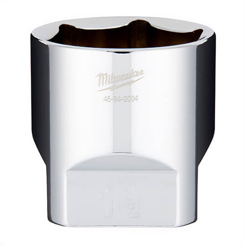 Milwaukee® 45-34-2004 Standard Socket, 1/2 in, 1-1/2 in, 6 Points, Polished Chrome