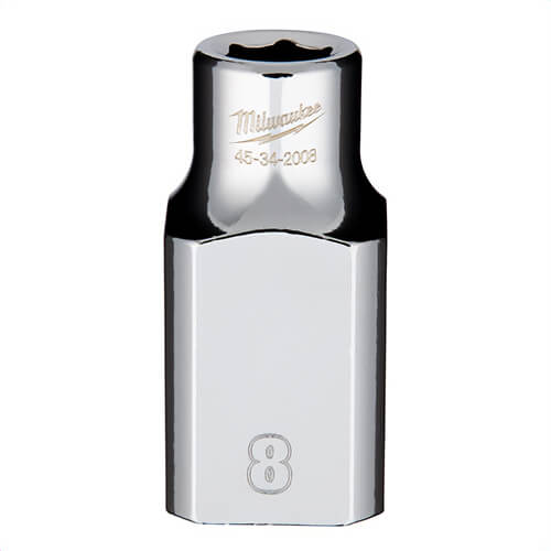 Milwaukee® 45-34-2008 Standard Socket, 1/2 in, 8 mm, 6 Points, Polished Chrome