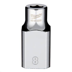 Milwaukee® 45-34-2008 Standard Socket, 1/2 in, 8 mm, 6 Points, Polished Chrome