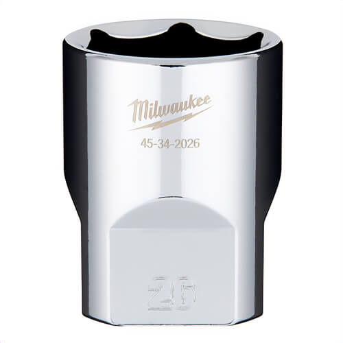 Milwaukee® 45-34-2026 Standard Socket, 1/2 in, 26 mm, 6 Points, Polished Chrome