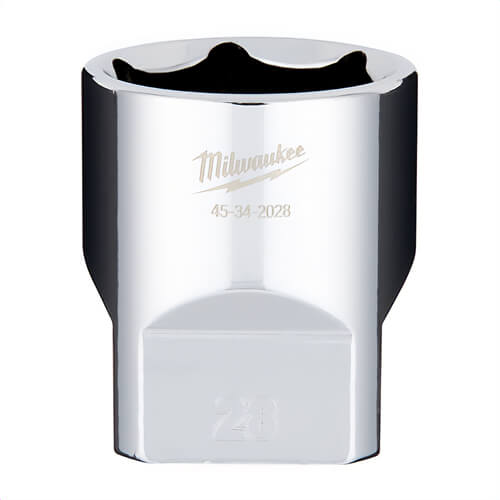 Milwaukee® 45-34-2028 Standard Socket, 1/2 in, 28 mm, 6 Points, Polished Chrome