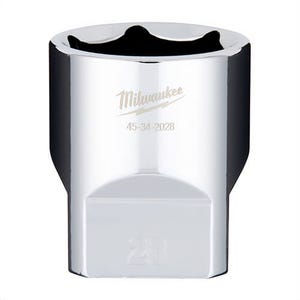 Milwaukee® 45-34-2028 Standard Socket, 1/2 in, 28 mm, 6 Points, Polished Chrome