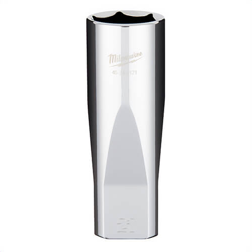 Milwaukee® 45-34-2121 Deep Socket, 1/2 in, 21 mm, 6 Points, Polished Chrome