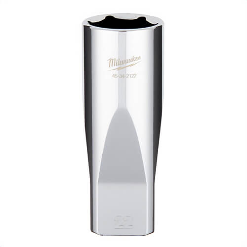 Milwaukee® 45-34-2122 Deep Socket, 1/2 in, 22 mm, 6 Points, Polished Chrome