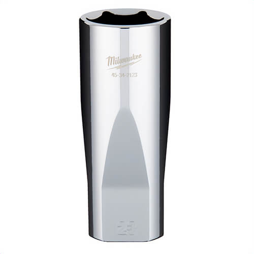 Milwaukee® 45-34-2123 Deep Socket, 1/2 in, 23 mm, 6 Points, Polished Chrome