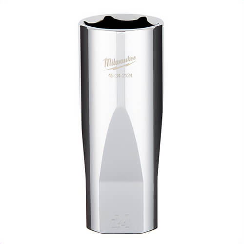 Milwaukee® 45-34-2124 Deep Socket, 1/2 in, 24 mm, 6 Points, Polished Chrome