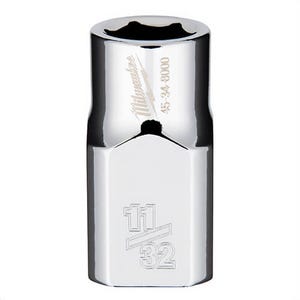 Milwaukee® 45-34-8000 Standard Socket, 3/8 in, 11/32 in, 6 Points, Polished Chrome