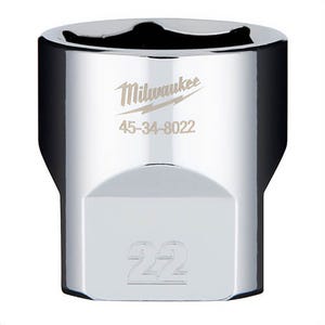 Milwaukee® 45-34-8022 Standard Socket, 3/8 in, 22 mm, 6 Points, Polished Chrome