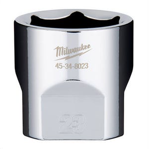 Milwaukee® 45-34-8023 Standard Socket, 3/8 in, 23 mm, 6 Points, Polished Chrome