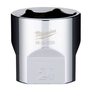 Milwaukee® 45-34-8024 Standard Socket, 3/8 in, 24 mm, 6 Points, Polished Chrome