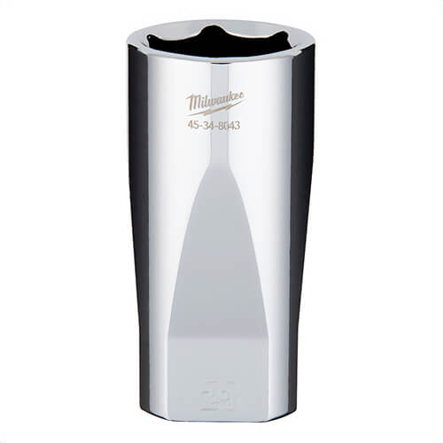 Milwaukee® 45-34-8043 Deep Socket, 3/8 in, 23 mm, 6 Points, Polished Chrome