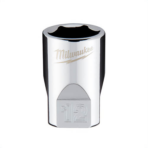 Milwaukee® 45-34-9038 Standard Socket, 1/4 in, 12 mm, 6 Points, Polished Chrome