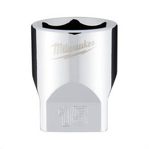 Milwaukee® 45-34-9041 Standard Socket, 1/4 in, 15 mm, 6 Points, Polished Chrome